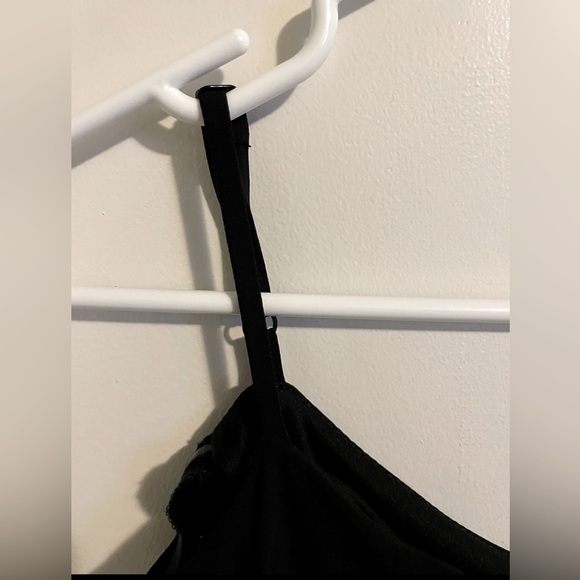 Sz XS Le Chateau Women Chiffon Off-the-Shoulder Cape Dress black - Picture 10 of 12